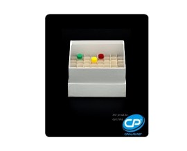 Caixa De Fibra De Papelão 64 Furos Para Armazenar Tubos De 3,0-5,0 Ml - CP64-3P - Cral